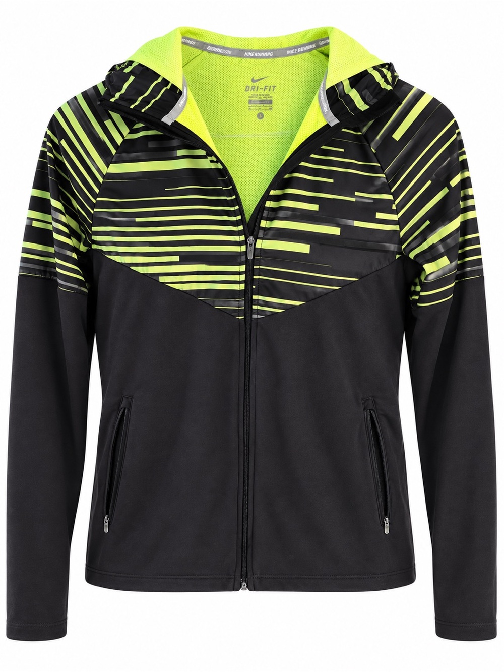 Nike women’s Brown Jacket with Neon Yellow Stripe Accents